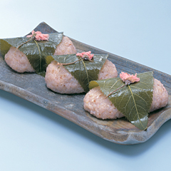 レシピ画像：そば米の桜餅